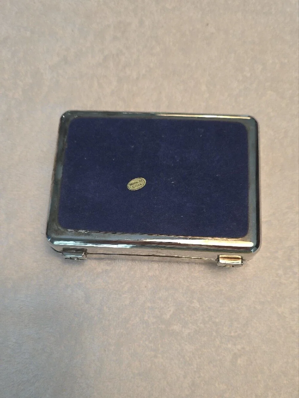 Vintage Rectangular Silver Lined Compact Case - Mirrored Top